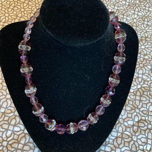 Vintage Shiny Purple Crystal Bead Necklace